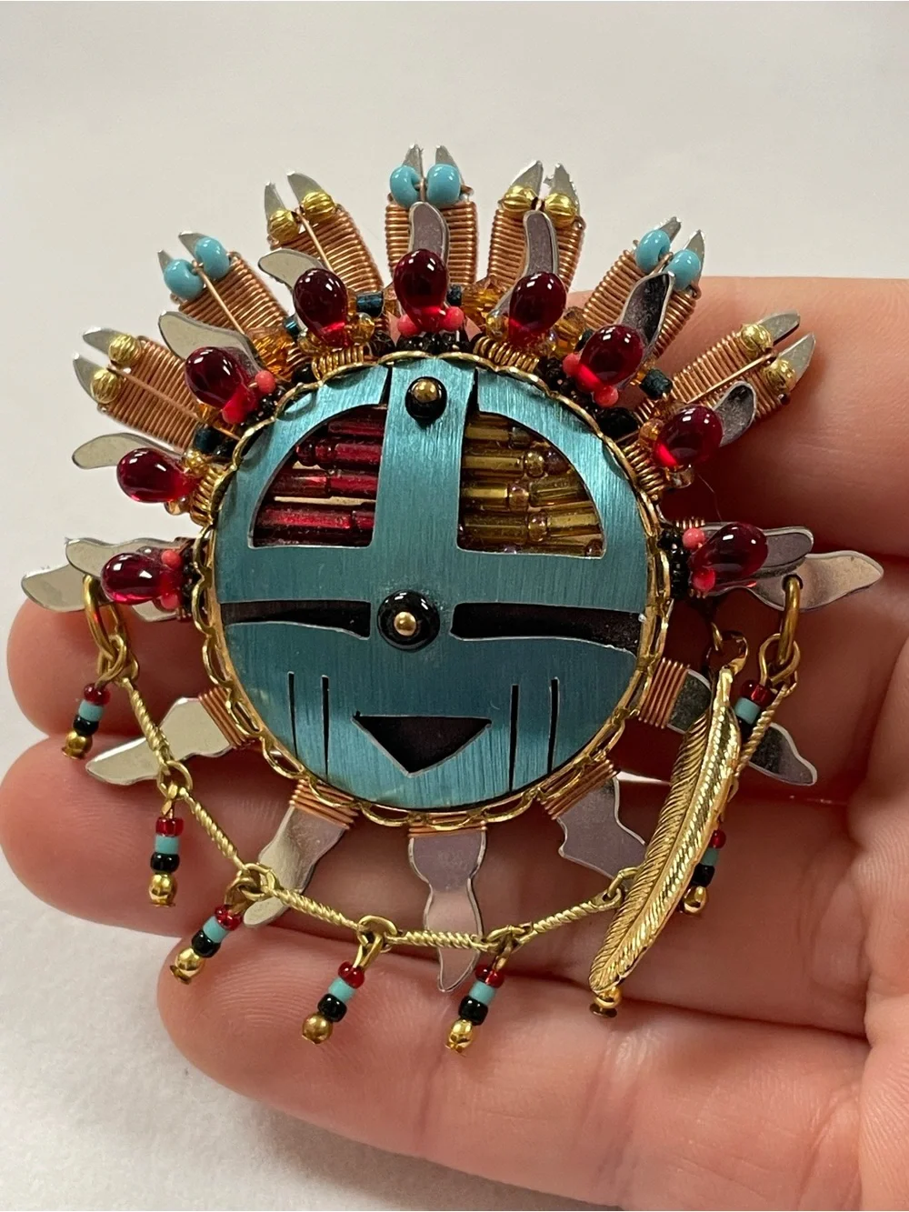 Liztech Sun Kachina Hand-Crafted Brooch